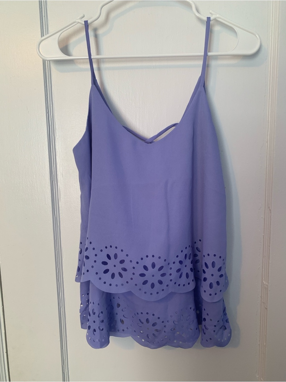 Scalloped Eyelet Lavender Camisole Tank Top